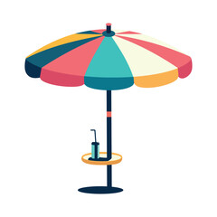 Obraz premium Beach sun umbrella on a white background. Poster, Banner, Flyer, Greeting Card. Vector illustration in flat cartoon style