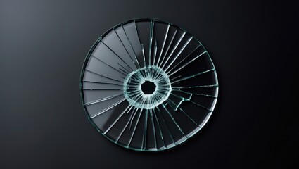 Broken glass with cracks on a plain background