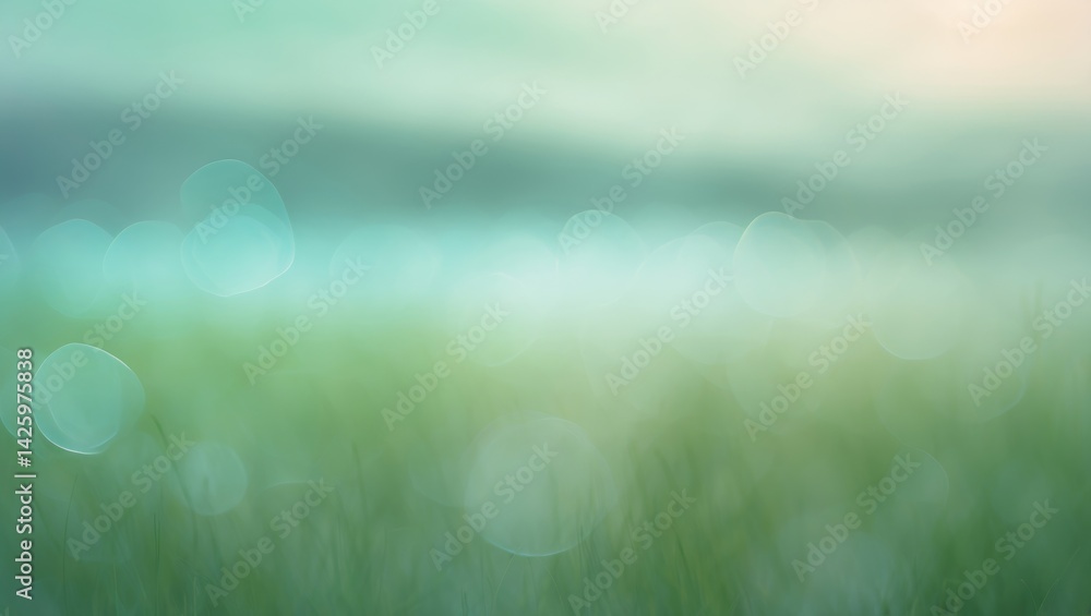 Leinwandbilder spring sky and meadow with blurred background and bokeh effects