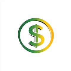 Obraz premium Green dollar sign coin icon, finance, money, wealth, background white