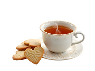 Warm Tea and Heart-Shaped Cookies: Perfect Afternoon Treat transparent background