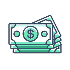 Stacked Dollar Bills Icon Representing Cash Savings and Financial Wealth