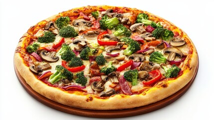 Healthy Vegetarian Pizza with Broccoli and Mushrooms