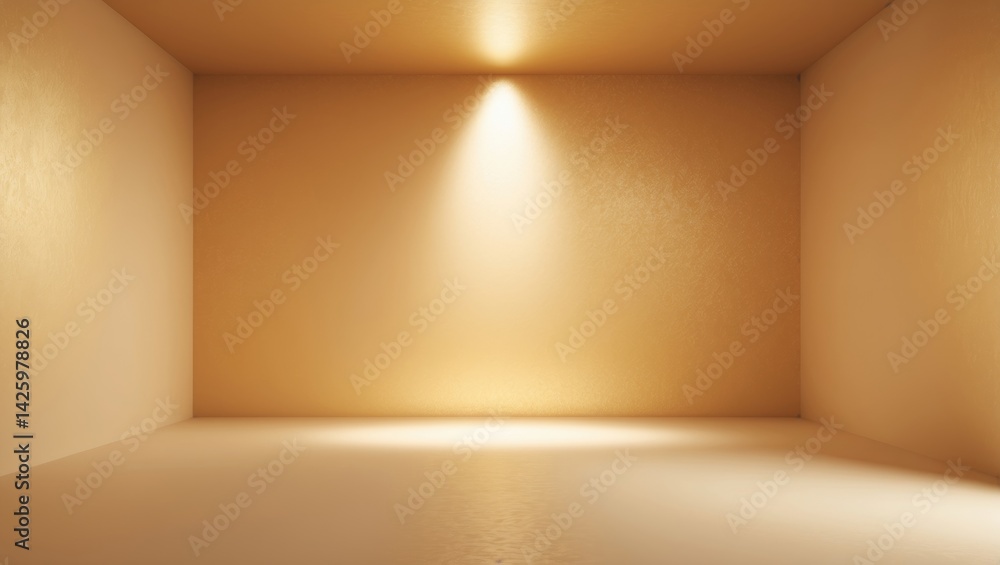 Aufkleber Golden gradient background with spotlight in studio setting and textured walls