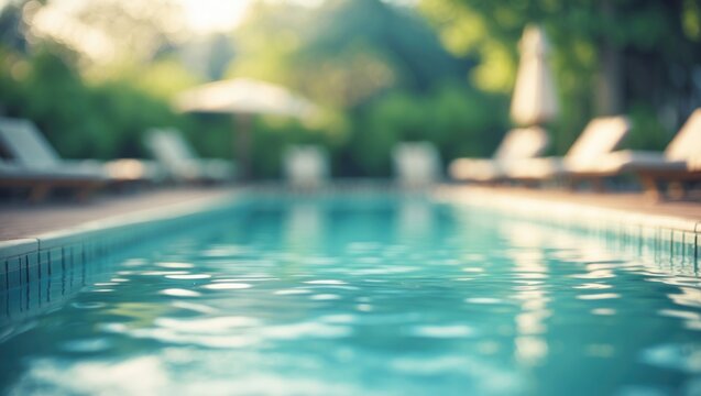 Abstract blurred image of swimming pool with bokeh background for usage