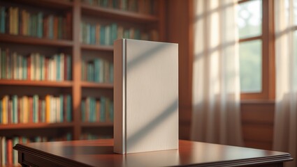 Fototapeta premium House Interior Featuring a Mockup Blank Book Cover on a Table