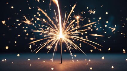 Obraz premium Vibrant Fireworks and Sparkler Celebration with Bright Sparkle Effects