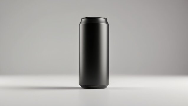 Black aluminum can mockup with 500ml size on white background