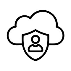 User with Cloud and Shield Icon Representing Cloud Security and Protected Access