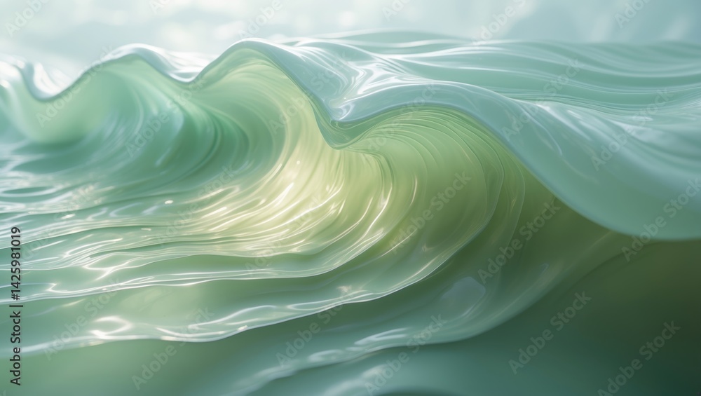 Poster Abstract green water wave with gradient and natural swirl pattern texture for background design