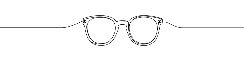 Sunglasses continuous one line drawing. Glasses symbol. Vector illustration.