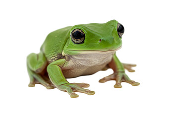 Close-up of a Vibrant Green Tree Frog transparent background