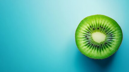 Closeup of vibrant kiwi slices, a showcase of juicy green flesh and tiny black seeds