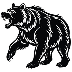 Grizzly bear or polar bear silhouette flat vector icon for animal wildlife Bear silhouettes, bear in various poses, standing, walking, sitting, perfect for wildlife, nature designs, outdoor themes, ve