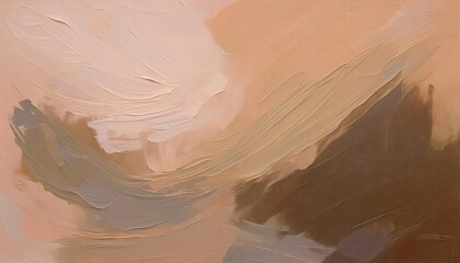 Earth Tone Painting on Canvas Serene Abstract Landscape Radiates Harmonious Textures and Colors, Invoking a Sense of Calm and Tranquility