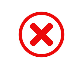 Obraz premium Red cross x mark icon. Red x symbol in circle shape. Rejection isolated sign vector design and illustration. 