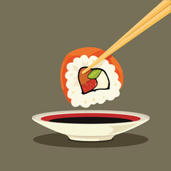 Vibrant Sushi Roll Vector Collection | Fun Flat Color Illustrations for International Sushi Day Celebrations | Sushi Art, Modern, Minimalist Design for Food Lovers