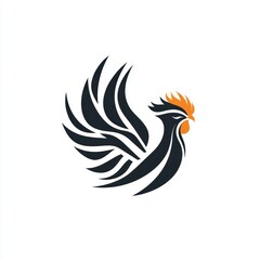 Obraz premium Rooster logo design, wings spread, white background, graphic design