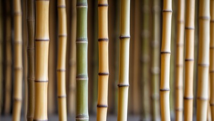 Authentic vertical bamboo texture with a golden hue