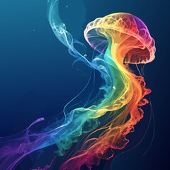 jellyfish on blue background