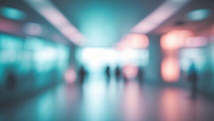 Abstract urban office interior with blurred hallway design