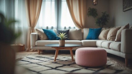 Blurred living room background image with vintage style effect