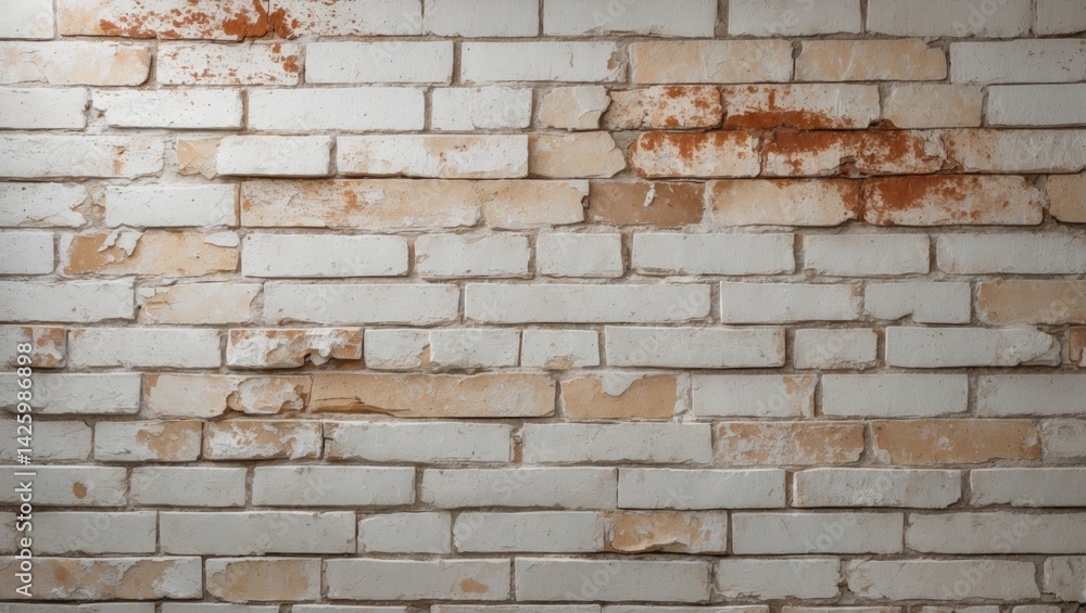 Aufkleber retro light brick wall backdrop with weathered texture and abstract design