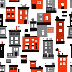 Urban buildings seamless pattern