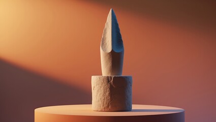 Ancient Sardinian Menhir with Carved Trident from the Neolithic Era