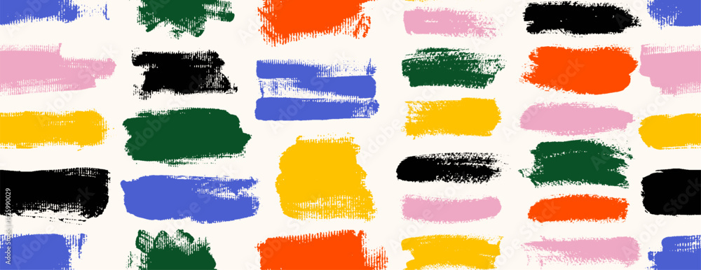 Poster seamless pattern straight thick brush lines. hand drawn vector brushstroke text boxes. seamless dry 