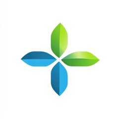 Abstract Medical Logo Design, Healthcare Symbol, Green Blue Colors, Corporate Identity