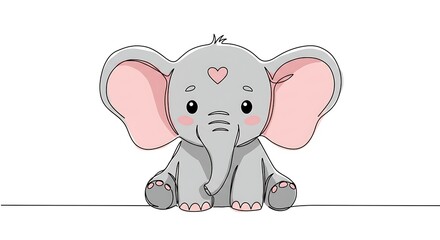 Obraz premium Adorable Baby Elephant Illustration Cute Cartoon Animal Design for Kids