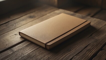 Fototapeta premium Mockup book, catalog, magazine blank cover template with textured surface on table