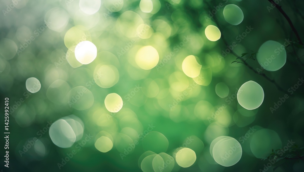 Poster Green bokeh background with abstract circular design
