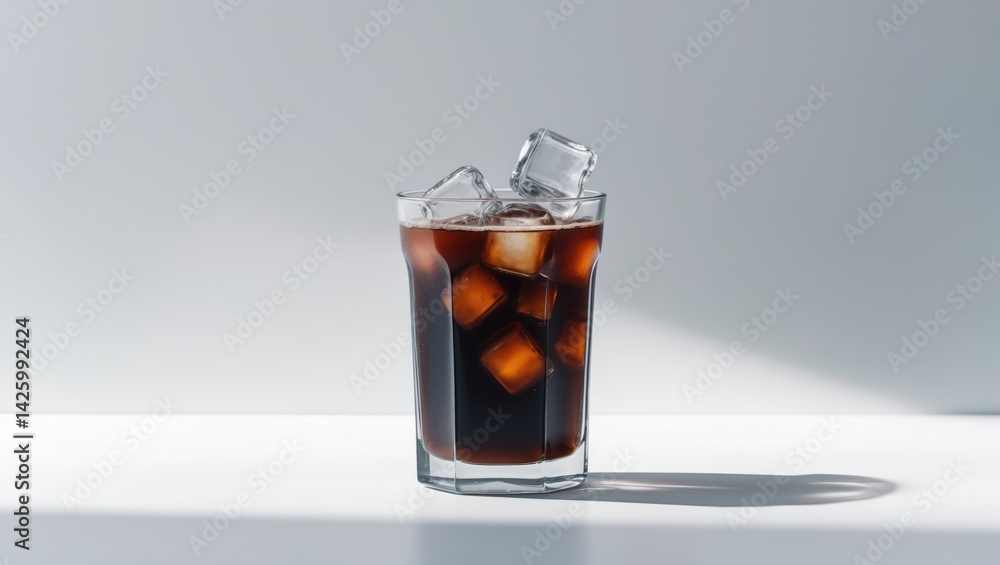 Poster ice americano served on a white background with an isolated presentation