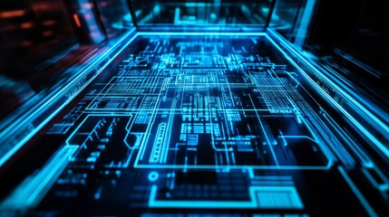 Abstract Futuristic Technology Background Digital Circuit Board Glowing Blue Lines Modern Design Innovative Technology Network Data Stream High Tech Electronic System Digital Interface Futuristic     