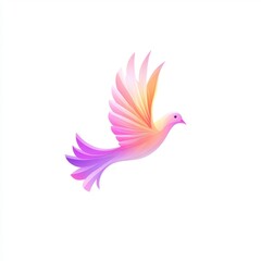 Obraz premium Pink dove flying, white background, peace symbol, spiritual design