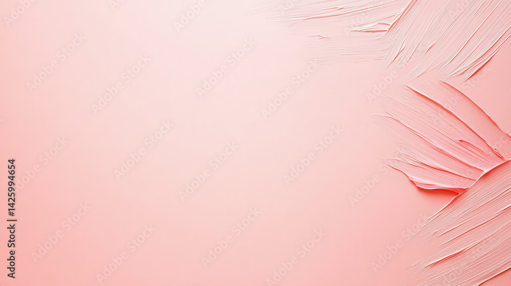 Poster minimalist pink wall adorned with a white feather creating a soft and delicate aesthetic for artisti
