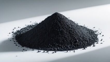 Granular activated carbon pile for water filtration isolated on background