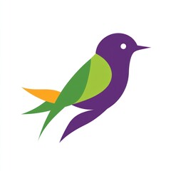 Colorful bird illustration, nature design, white background, graphic art, website icon