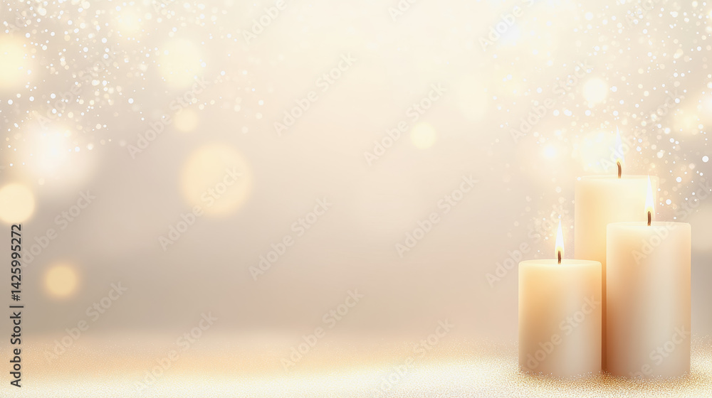 Poster trio of candles illuminating a softly blurred background creating a warm and inviting atmosphere for