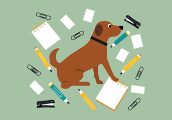 Take Your Dog to Work Day Vector Designs: Dog in Office Cubicle, Coffee Break, Desk Chaos, and Conference Call