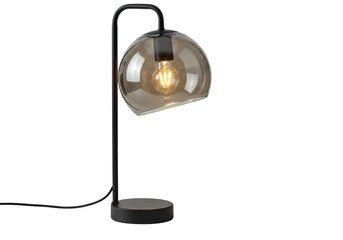 Modern Glass Globe Desk Lamp - Black Metal Base Table Lamp