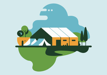 Refugee Support & Awareness - Solid Color Vector Illustration for World Refugee Day, Global Crisis, Human Rights, Empathy, Safe Haven, Journey Symbolism