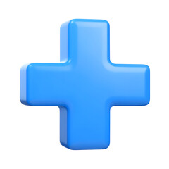 Plus sign cross symbol icon 3d illustration isolated on transparent background