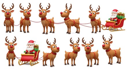 Fototapeta premium Advanced Holiday 3D Elements PNG Pack with White Isolation