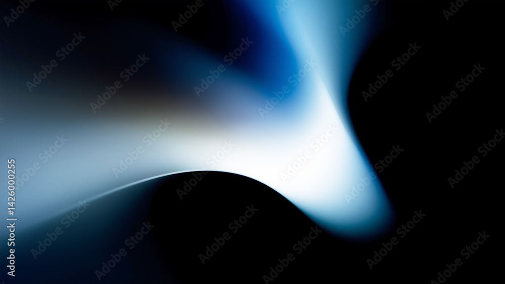 Wall mural minimalist abstract background featuring a strong contrast between a smoothly curving bright form an