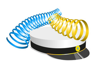 Traditional Swedish graduation cap for "Studenten", to celebrate the finish from Gymnasium,  and serpentines.	