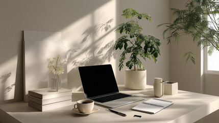Minimalist Workspace With Coffee and Natural Light