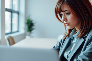 Young Professional Focused on Laptop